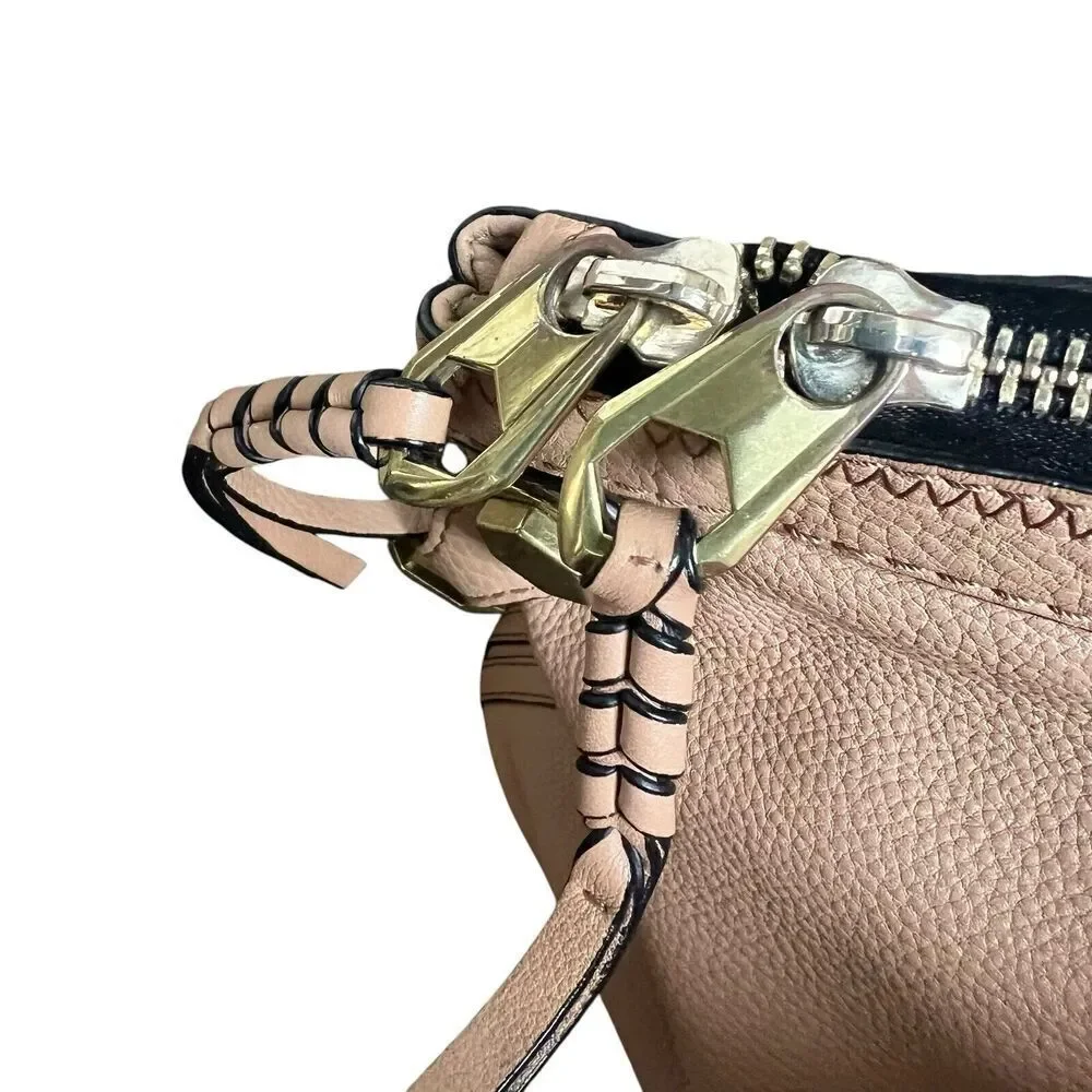 OrYany Tan Beige Cassie Pebbled Leather Satchel Bag Braided
